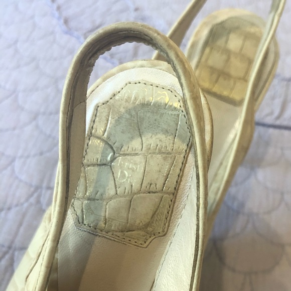 💗DIOR💗CREAM CROC EMBOSSED LEATHER SLINGBACK 37.5 - Picture 15 of 16